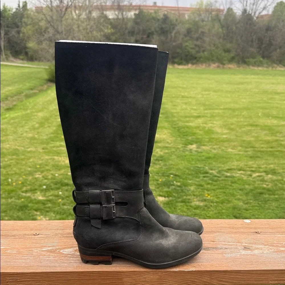 Sorel Lola II Tall Leather Boots Black Size 8.5